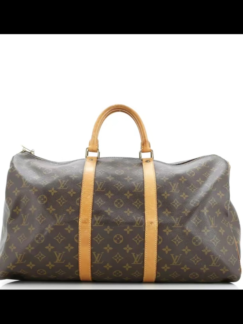 Louis Vuitton Monogram Canvas Travel Duffel Bag in Brown and Tan Keepall 50